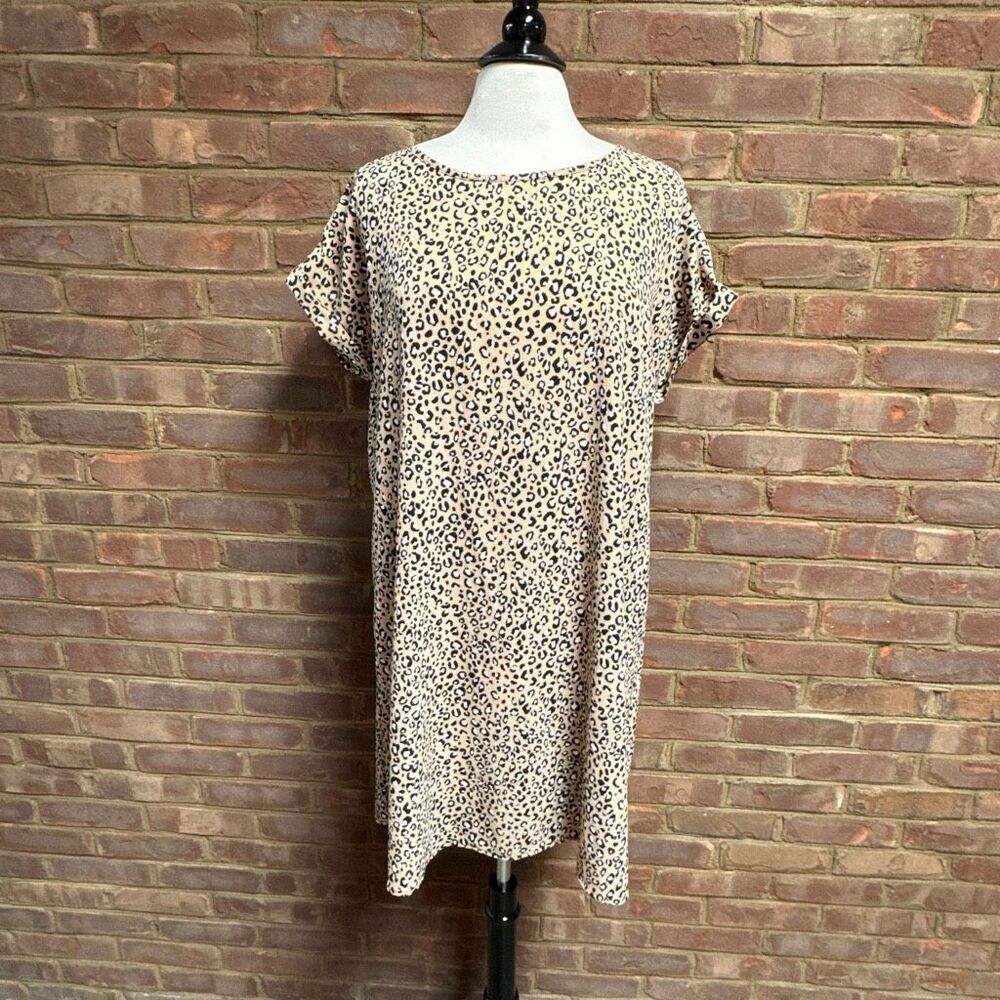 Adara Women’s Leopard Print Short Sleeve Summer Dress Sz Large